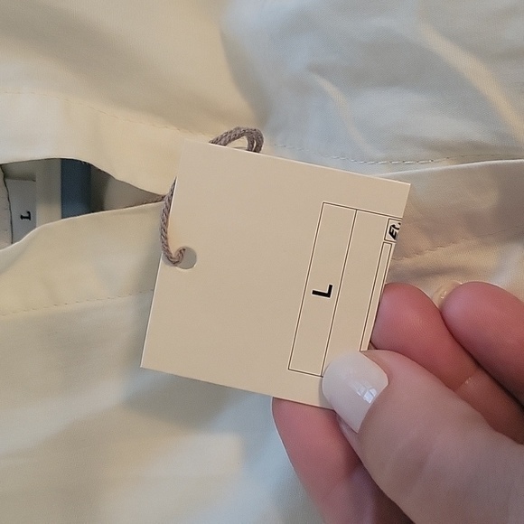 A New Day High Neck Ruffle Button Up Long Sleeve Top, Cream, Size Large - Picture 8 of 10